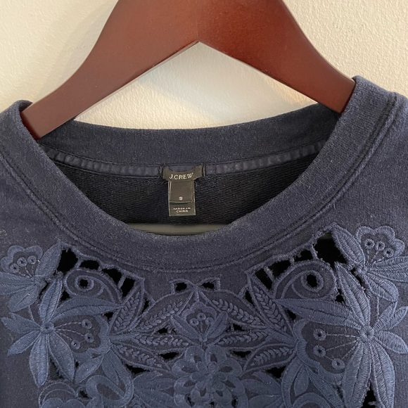 J Crew Embroidered Navy Sweatshirt | S - Picture 2 of 7